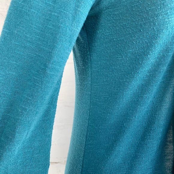 Cardigan sweater open front long blue green knit Small Bobeau - Picture 7 of 9